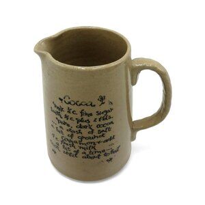 Pearsons Of Chesterfield Cocoa Recipe Jug Stoneware England Vintage